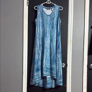 H By Halston Striped Hi Low Midi Cotton Blend Vacation Dress Sz: S Length: 41”